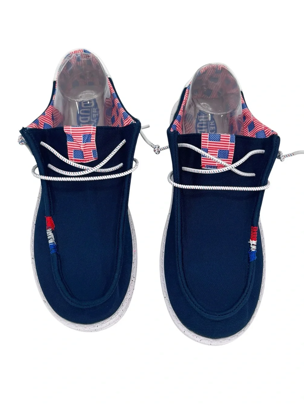 Hey Dude Men’s Wally USA Slip On Navy and White Lightweight Sneakers Size 9